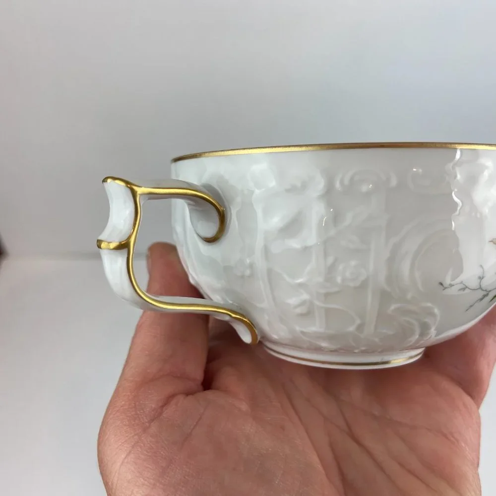 Set 3 pc NWOT ROSENTHAL POMPADOUR Ivory Moss Rose Cup Floral